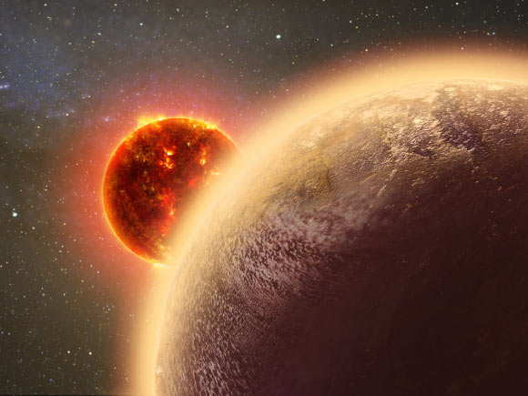 In this artist’s conception GJ 1132b circles a red dwarf star. Image credit: Dana Berry.