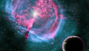 This artistic rendering depicts an Earth-like exoplanet orbiting an evolved star that has formed a stunning planetary nebula; earlier in its life, this planet may have been like one of the eight newly discovered worlds orbiting in the habitable zones of their stars. Image credit: David A. Aguilar / CfA.