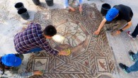 Part of the 1,700-year-old mosaic floor unearthed in Israel. Image credit: Assaf Peretz / Israel Antiquities Authority.