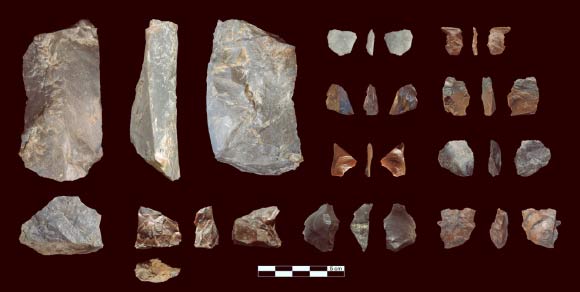 Stone tools found at Marathousa 1. Image credit: Eleni Panagopoulou et al.