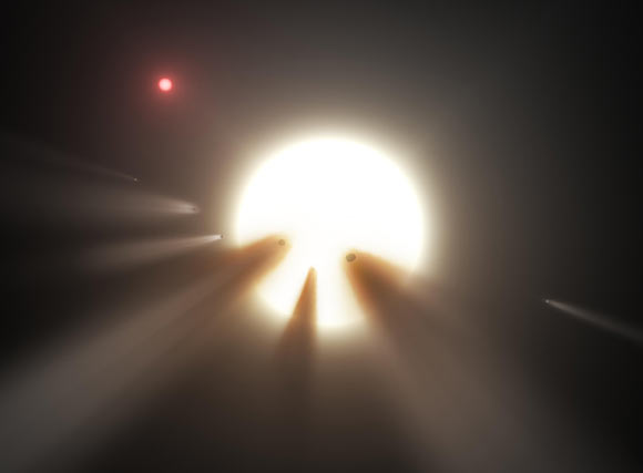 An artist’s impression of the KIC 8462852 binary system. Image credit: NASA / JPL-Caltech.