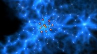 Visualization of the proto-Great Wall and submillimeter galaxies. Image credit: National Astronomical Observatory of Japan.