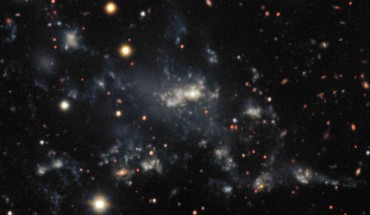 This image from ESO’s Very Large Telescope shows the dwarf galaxy NGC 5291N (center). Image credit: ESO.