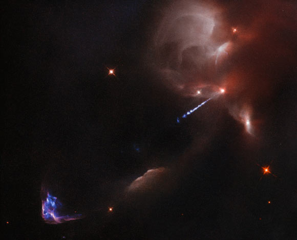 This composite image shows the young Herbig-Haro object HH 34. Image credit: NASA / ESA / Hubble.