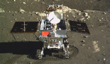 The Chinese lunar rover Yutu, photographed by its lander Chang’e-3, after the lander touched down in Mare Imbrium. Image credit: CNAS / CLEP.