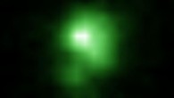This Hubble image shows the green pea galaxy J0925+1403. Image credit: NASA.