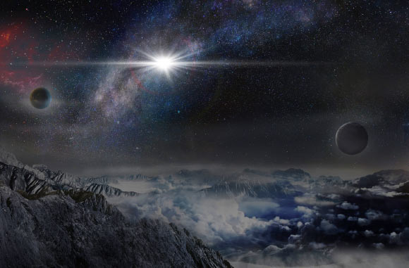 An artist’s impression of a superluminous supernova as it would appear from an exoplanet located 10,000 light years away in the host galaxy. Image credit: Jin Ma / Beijing Planetarium.