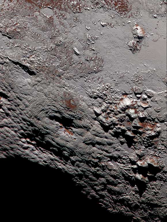 This image, taken by the New Horizons spacecraft on July 14, 2015, shows a possible cryovolcano on Pluto. Image credit: NASA / Johns Hopkins University Applied Physics Laboratory / Southwest Research Institute.