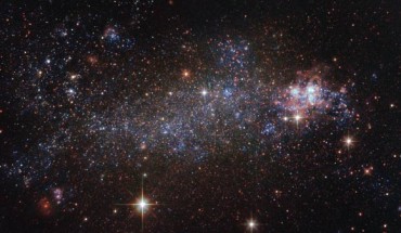 This image from the NASA/ESA Hubble Space Telescope shows the irregular galaxy NGC 5408, which is located 17.4 million light-years from Earth. Image credit: NASA / ESA / Hubble / Judy Schmidt, www.geckzilla.com.