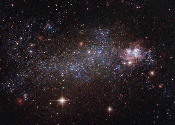 This image from the NASA/ESA Hubble Space Telescope shows the irregular galaxy NGC 5408, which is located 17.4 million light-years from Earth. Image credit: NASA / ESA / Hubble / Judy Schmidt, www.geckzilla.com.