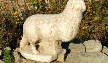 The marble ram unearthed in Caesarea, Israel. Image credit: Vered Sarig / Caesarea Development Corporation.