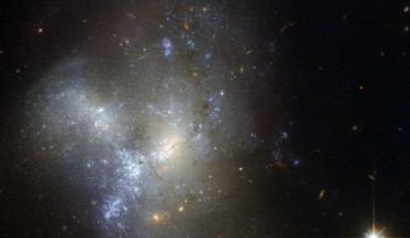 NGC 1487, pictured in this Hubble WFPC2 image, is the result of a merger between two or more smaller galaxies. Image credit: NASA / ESA / Hubble / Judy Schmidt, www.geckzilla.com.