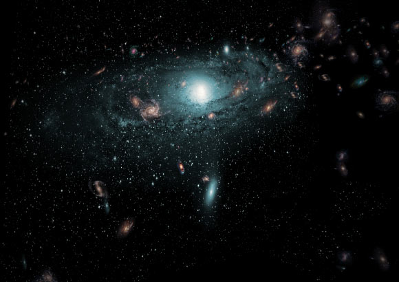 An artist’s impression of the galaxies found in the ‘Zone of Avoidance.’ Image credit: ICRAR.