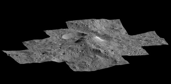 This side-perspective view of Ahuna Mons was made with images from Dawn. Image credit: NASA / JPL-Caltech / UCLA / MPS / DLR / IDA.