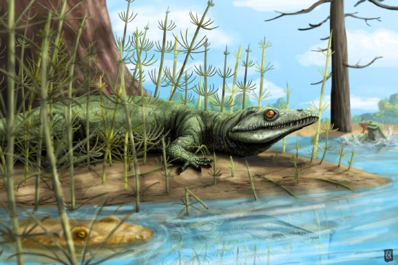 An artist’s rendition of Teyujagua paradoxa. Image credit: Voltaire Neto.