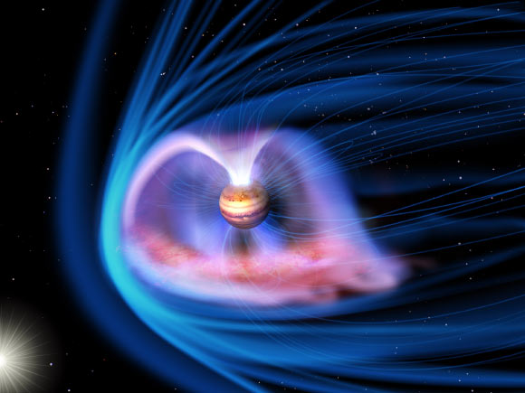 Jupiter’s aurora. Image credit: JAXA.