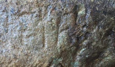 Closeup of text on the Etruscan stele. Image credit: Mugello Valley Project.