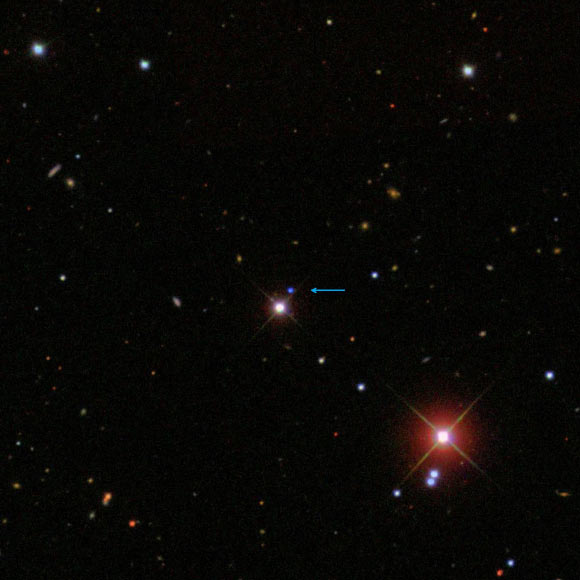 SDSS J1240+6710 (arrow). Image credit: S.O. Kepler et al / Sloan Digital Sky Survey.