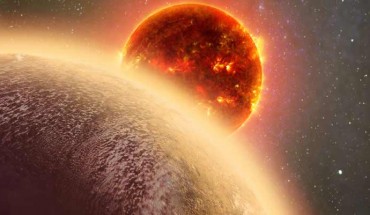 In this artist’s conception a hot terrestrial exoplanet circles its host star. Image credit: Dana Berry.