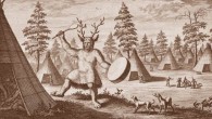 Depiction of an Evenki shaman wearing antler headdress (Witsen, 1785). Image credit: Aimée Little et al.