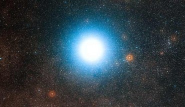 This wide-field view of the sky around Alpha Centauri was created from photographic images forming part of the Digitized Sky Survey 2. Image credit: ESO / Digitized Sky Survey 2 / Davide De Martin.