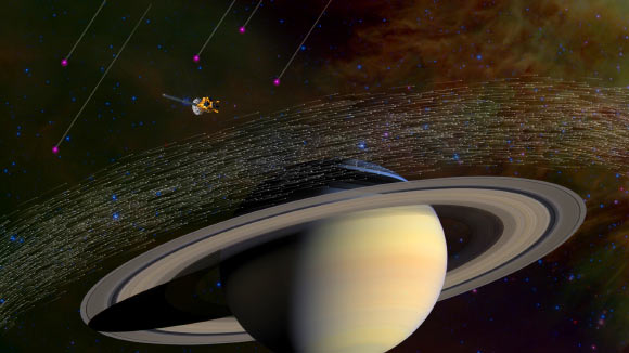 Of the millions of dust grains Cassini has sampled at Saturn, 36 grains appear to have come from beyond our Solar System. Scientists believe these special grains have interstellar origins because they moved much faster and in different directions compared to dusty material native to Saturn. Image credit: NASA / JPL-Caltech.