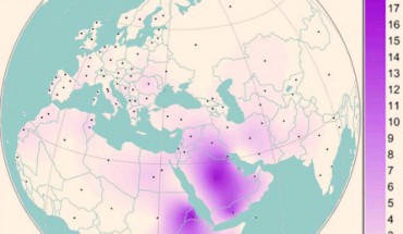 Spatial frequency distribution map of haplogroup R0a. Image credit: Francesca Gandini et al.