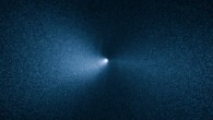 This Hubble Space Telescope image of Comet 252P/LINEAR was photographed at 20:56 GMT on April 4, when the comet was 8.6 million miles from Earth. The visit was one of the closest encounters between this comet and our planet. This image was originally black and white and recorded only overall brightness. These brightness values were translated into a range of bluish hues. Such color ‘maps’ can be useful in helping to distinguish subtly varying brightness in an image. Image credit: NASA / ESA / J.-Y. Li, Planetary Science Institute.