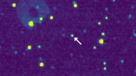 This image of 1994 JR1 was taken by New Horizons’ LORRI camera in April 2016. The feature in the top left is an internal camera reflection caused by illumination by a very bright star just outside of LORRI’s field of view. Image credit: NASA / Johns Hopkins University Applied Physics Laboratory / Southwest Research Institute.