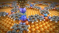 Noble gas atoms deposited on molecular network are investigated with a probing tip, which is decorated with a Xe atom. The measurements give information about the very weak van der Waals forces between these individual atoms. Image credit: University of Basel.