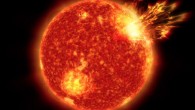 Artist’s concept of the active young Sun 4 billion years ago. Its energy may have aided in creating molecules in the atmosphere of early Earth that allowed it to warm up enough to incubate life. Image credit: NASA / GSFC / CIL.