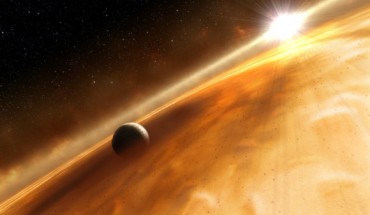 This illustration shows a gas giant exoplanet orbiting its parent star. Image credit: NASA / ESA / STScI / L. Calcada.