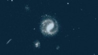 False-color Hubble image of the star-forming spiral galaxy J100054 (center). Image credit: Ximena Fernandez et al.
