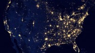 This image of the continental United States at night is a composite assembled from data acquired by the Suomi NPP satellite in April and October 2012. The image was made possible by the satellite's ‘day-night band’ of the Visible Infrared Imaging Radiometer Suite (VIIRS), which detects light in a range of wavelengths from green to near-infrared and uses filtering techniques to observe dim signals such as city lights, gas flares, auroras, wildfires and reflected moonlight. Image credit: NASA Earth Observatory / NOAA NGDC.