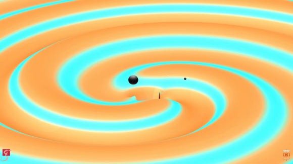 This image depicts two black holes just moments before they collided and merged with each other, releasing energy in the form of gravitational waves. Image credit: S. Ossokine, A. Buonanno, T. Dietrich and R. Haas, Max Planck Institute for Gravitational Physics / Simulating eXtreme Spacetime Project.