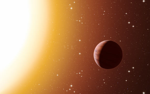 This artist’s impression shows a hot-Jupiter orbiting close to one of the stars in the star cluster Messier 67. Astronomers have found far more planets like this in the cluster than expected. This surprise result was obtained using a number of telescopes and instruments, among them the HARPS spectrograph at ESO’s La Silla Observatory in Chile. Image credit: L. Calcada / ESO.