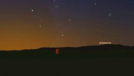 The view towards the east from the Carregal do Sal megalithic cluster, at dawn at the end of April around 4,000 BC, as reconstructed using a Digital Elevation Model and Stellarium. Aldebaran, the last star to rise before the Sun, is rising directly above Serra da Estrela, the ‘mountain range of the star.’ Image credit: Fabio Silva.