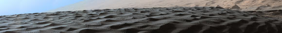 Two sizes of wind-sculpted ripples are evident in this view of the top surface of a Martian sand dune. Image credit: NASA / JPL-Caltech / MSSS.