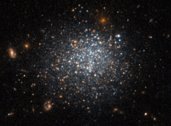 This Hubble image shows the dwarf galaxy LEDA 677373. Image credit: NASA / ESA / Hubble.