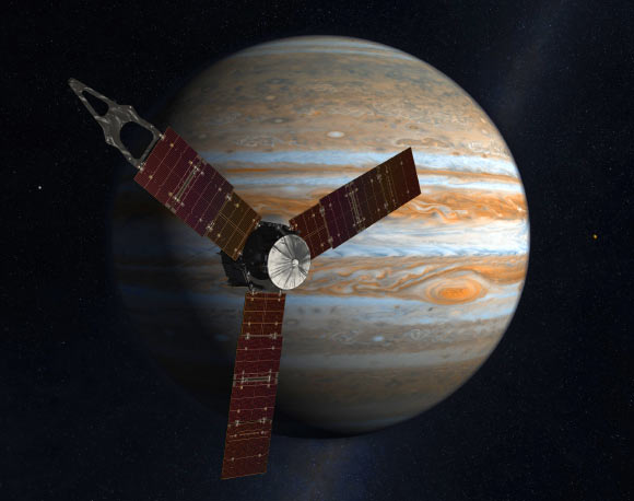 Juno arrives at Jupiter. Image credit: NASA / JPL.