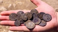 The cache of silver coins found in the ruins of an ancient estate house in Modi’in, Israel. Image credit: Assaf Peretz / Israel Antiquities Authority.