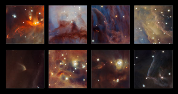 Highlights from the spectacular new image of the Orion Nebula. Image credit: H. Drass et al / ESO.