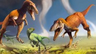 Two Gualicho shinyae attack a smaller dinosaur. Image credit: Jorge Gonzalez / Pablo Lara.