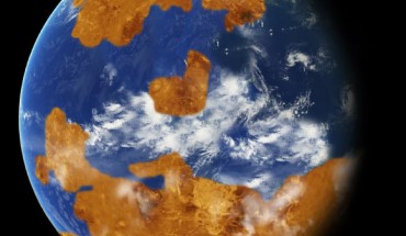 Observations suggest Venus may have had water oceans in its distant past; a land-ocean pattern like that above was used in a climate model to show how storm clouds could have shielded ancient Venus from strong sunlight and made the planet habitable. Image credit: NASA.