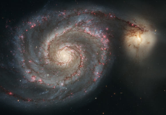 The discovery of a possible fifth force of nature would completely change our understanding of the Universe, according to Jonathan L. Feng et al. This Hubble image shows the Whirlpool Galaxy (also known as Messier 51 and NGC 5194) and its companion galaxy, NGC 5195. Image credit: NASA / ESA / S. Beckwith, STScI / Hubble Heritage Team / STScI / AURA.