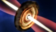 Artist’s impression of the disc and outflow around the massive protostar G11.92–0.61 MM1. Image credit: A. Smith / Institute of Astronomy, Cambridge.