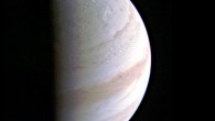 Jupiter’s north polar region is coming into view as Juno approaches Jupiter. This image was taken on August 27, when the spacecraft was 437,000 miles (703,000 km) away. Image credit: NASA / JPL-Caltech / SwRI / MSSS.
