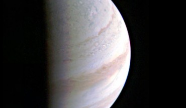 Jupiter’s north polar region is coming into view as Juno approaches Jupiter. This image was taken on August 27, when the spacecraft was 437,000 miles (703,000 km) away. Image credit: NASA / JPL-Caltech / SwRI / MSSS.