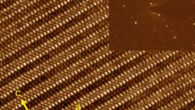 A false-color high-resolution transmission electron microscopy image of the zirconium pentatelluride (ZrTe5) with an inset selected area electron diffraction (SAED) pattern, showing the layer normal along the b axis. Scale bar - 2 nm. Image credit: Yanwen Liu et al.
