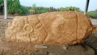 The crocodile stone discovered by a Field Museum-led team of archaeologists. Image credit: Linda Nicholas / Field Museum.